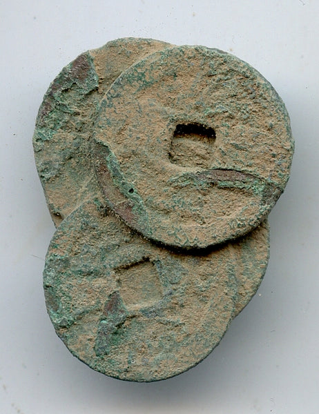 Nice original clump of 5 coins from 1500's, various rulers and rebels, Vietnam