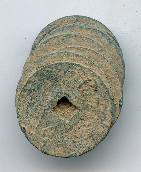 Nice original clump of 6 coins from 1500's, various rulers and rebels, Vietnam