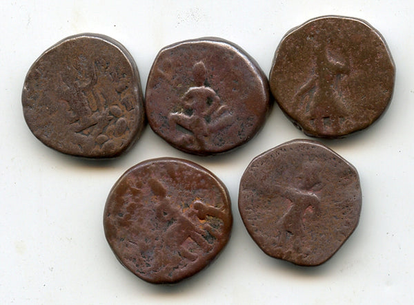 Lot of 5 Kushan tetradrachms, Kanishka & later, Kushan Empire, 100-200 AD #4a