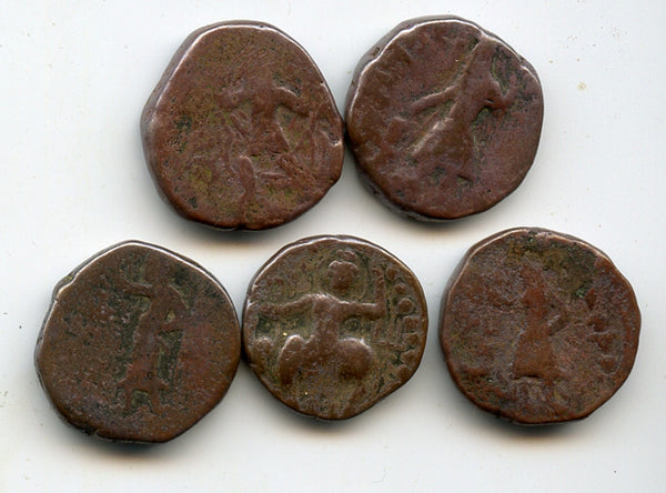 Lot of 5 Kushan tetradrachms, Kanishka & later, Kushan Empire, 100-200 AD #2g