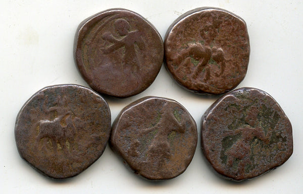 Lot of 5 Kushan tetradrachms, Kanishka & later, Kushan Empire, 100-200 AD #2a