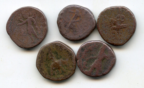 Lot of 5 Kushan tetradrachms, Kanishka & later, Kushan Empire, 100-200 AD #2d