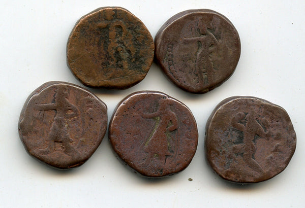 Lot of 5 Kushan tetradrachms, Kanishka & Huvishka, Kushan Empire, 100-200 AD