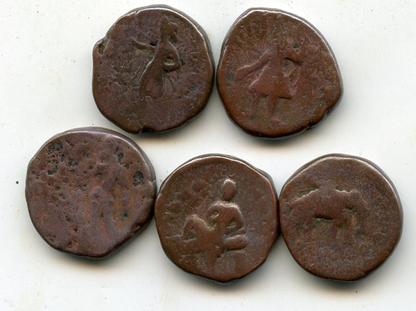 Lot of 5 Kushan tetradrachms, Kanishka & later, Kushan Empire, 100-200 AD #4c