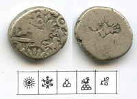 Silver punch drachm of Kunala (ca.232-224 BC), Mauryan Empire