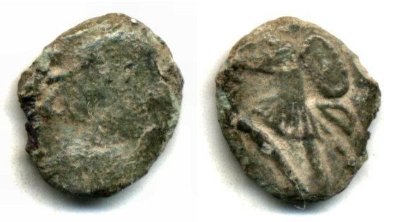 Tiny! Barbarous imitation of a "soldier spearing horseman" of Constantius II (337-361 AD)