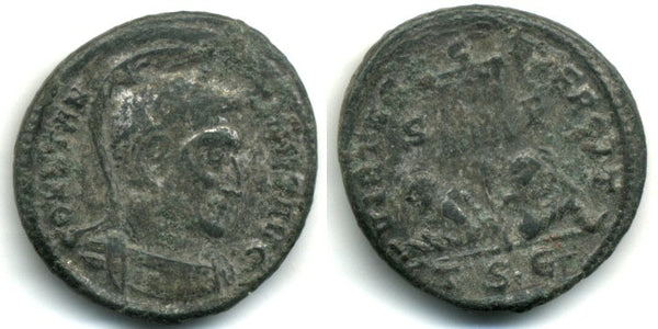 VIRTVS EXERCITI Follis of Constantine the Great (317-337 AD), Thessalonica, Roman Empire