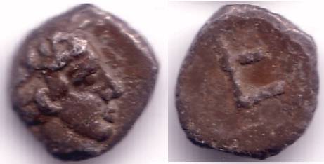Silver tetartemorion with Apollo, Kolophon, Ionia, ca. 525-490 BC