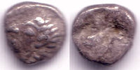 Archaic silver tetartemorion (0.20 gr), uncertain mint in Ionia, 6th century BC