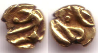 Rare gold 1/32 mohur (1/2 gold rupee or 1 fanam) of Shah Alam II (1759-1806), Moghul Empire
