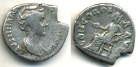 Silver denarius of Faustina Senior (d.141 CE), 139 AD, Rome, Roman Empire