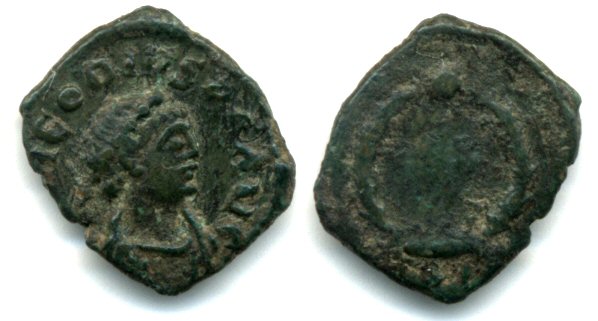 Unique - AE4 of "THEODIVS", late 4th century Roman mystery coin