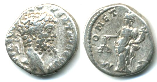 MONETA AVG silver denarius of Septimius Severus (193-211 AD), Emesa mint (RIC 411a)