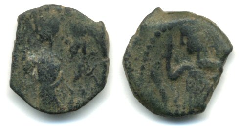 AE15 of Aretas IV (ca.9 BC - 40 AD) and Shaquilath, Nabatea (Meshorer 97)