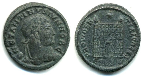 Camp-gate follis of Constantine II as Caesar (317-337 AD), Siscia mint