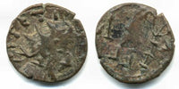 Ancient barbarous antoninianus of Tetricus I (ca.270-280 AD), crude type, hoard coin from France