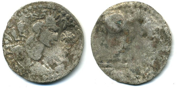 Silver drachm of Napki Malka (after ca.576 AD), Turko-Hepthalites in Gandhara - with a "beetle" countermark