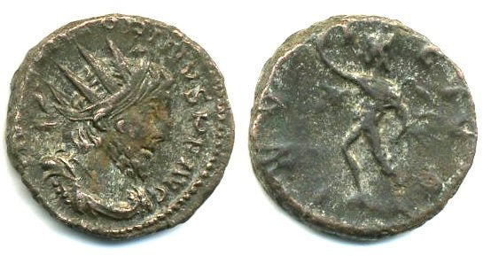 Nice quality antoninianus of Victorinus (268-270 AD), INVICTVS, Cologne mint, Gallo-Roman Empire