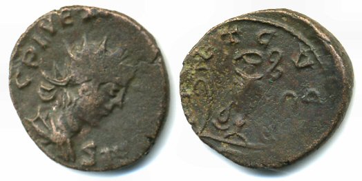 Beautiful ancient British barbarous antoninianus of Tetricus II (ca.270-280 AD), from a French hoard