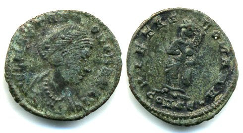 Rare AE4 of Theodora, struck ca.337-340 AD, Constantinople mint, Roman Empire - unlisted obverse inscription