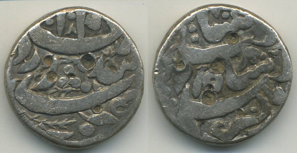 Beautiful silver rupee, Emperor Jahangir (1605-1628), Qandahar mint, Mughal Empire - in the joint names of Akbar and Jahangir