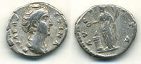 Beautiful silver denarius of Faustina Sr. (d.140/141 AD), wife of Antoninus Pius - scarcer type