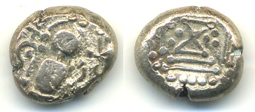 Indo-Sassanian silver drachm, Chaulukya-Paramara series of Saurashtra, Gujarat and Malwa (ca.950-1050 AD), India