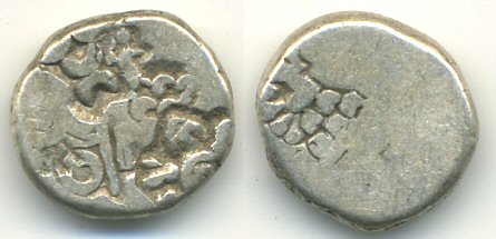 Silver punch drachm of Kunala (ca.232-224 BC), Pataliputra mint (G/H 570), Mauryan Empire