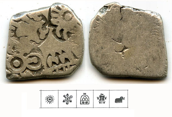 Silver punch drachm of Mahapadma Nanda and his successors (ca.345-320 BC), Magadha Empire, Ancient India (G/H 467)