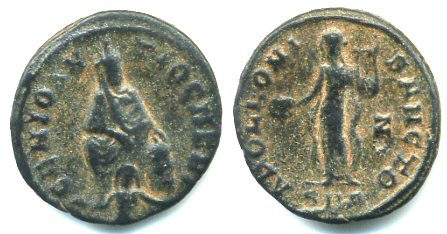 Rare anonymous 1/4 follis (?) Maximinus II Daza (309-313 AD), APOLLONI SANCTO