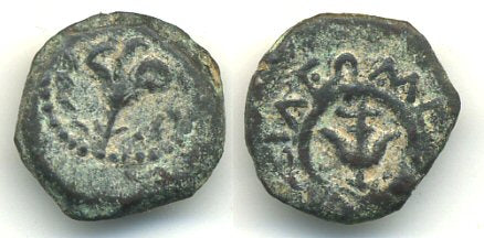 Rare "lilly prutah" of Alexander Jannaeus (103-76 BC), Ancient Judaea