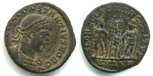 AE3 of Constantius II as Caesar (317-337 AD), Antioch, Roman Empire