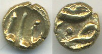 Rare gold 1/32 mohur (1/2 gold rupee or 1 fanam) of Emperor Shah Alam Bahadur (1707-1712), Moghul Empire