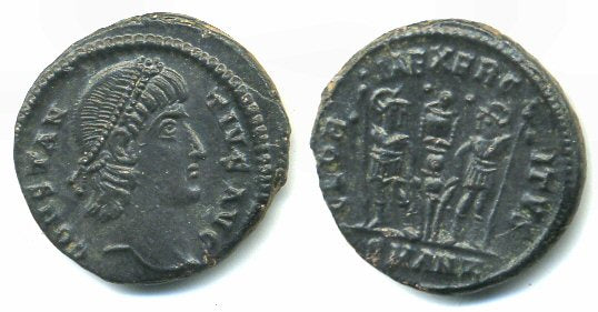 GLORIA EXERCITVS AE3 of Constantius II (337-361 AD), Antioch, Roman Empire