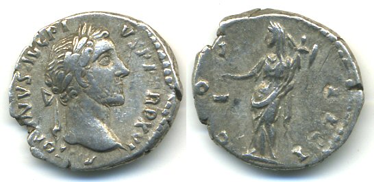 Silver denarius of Antoninus Pius (138-161 AD), Roman Empire