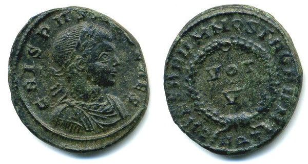 CAESARVM NOSTRORVM follis of Cripsus (317-326 AD), Aquilia mint