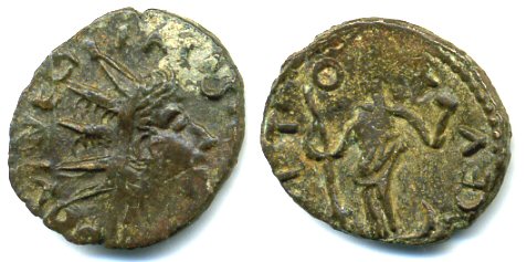 Bronze barbarous radiate, imitating Tetricus II (270-273 AD), struck ca.207-280 AD, hoard coins from France