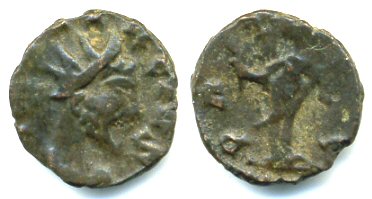 Ancient barbarous antoninianus of Tetricus (minted ca.270-280 AD), w/TERCIVS, Pax type, French find