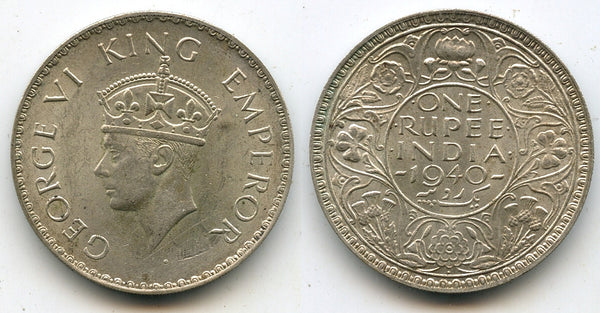 Silver rupee in the name of George VI, 1940, India