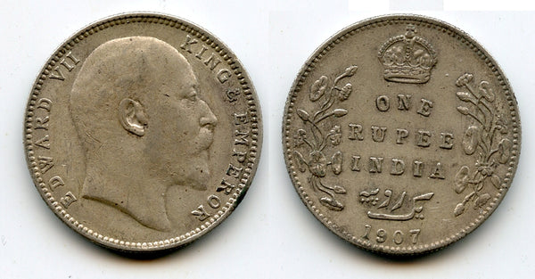 Silver rupee in the name of Edward VII, 1907, British India