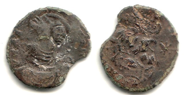 Barbarous overstruck imitation of a "soldier spearing horseman" of Constantius II (337-361 AD)