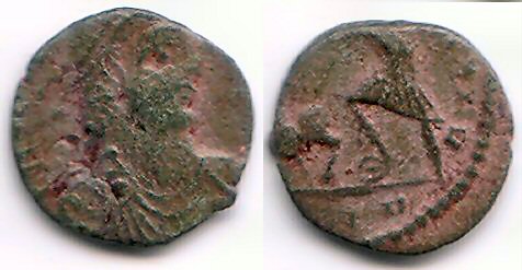Barbarous imitation of a "soldier spearing horseman" of Constantius II (337-361 AD)