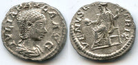 Silver denarius of Julia Paula as Augusta (219-220 AD), first wife of Elagabalus, Roman Empire