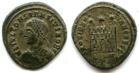 Camp-gate follis of Constantine II as Caesar (317-37), Roman Empire