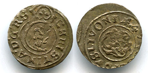 Silver solidus of Christina (1632-1654), 1647, Livonia under Swedish rule