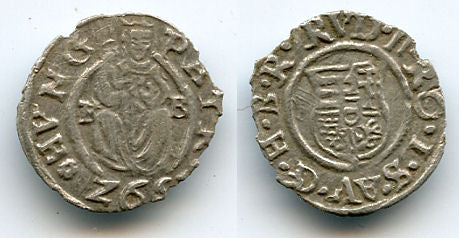 Silver denar, "Madonna and child", Hungary, in the name of Rudolph II, 1592