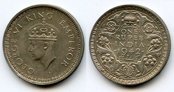 Silver rupee in the name of George VI, 1942, British India