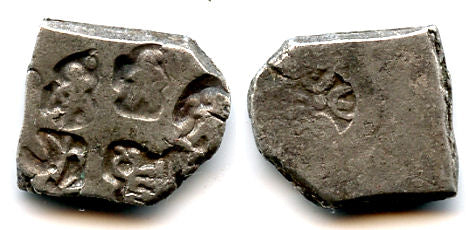Rare Ujjain mint silver punch drachm of Samprati (ca.216-207 BC), Mauryan Empire, Ancient India