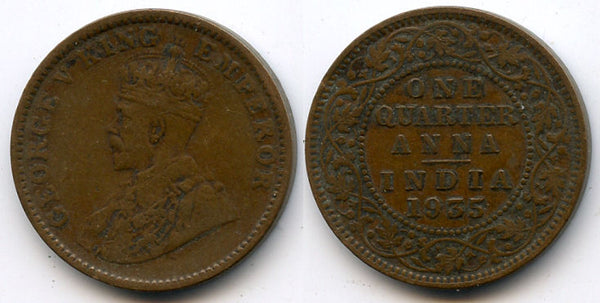 1/4 anna of George V, British India, 1935