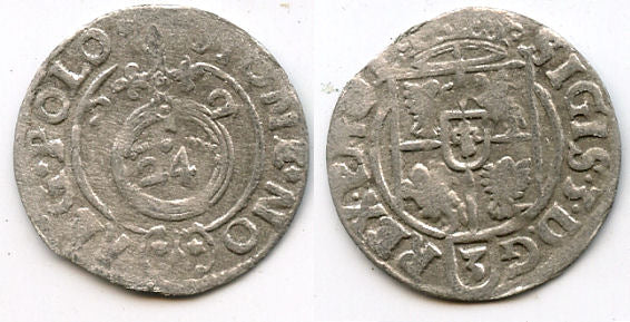 Silver 3-polker (1 kruzierz) of Sigismund III (1587-1632), Poland
